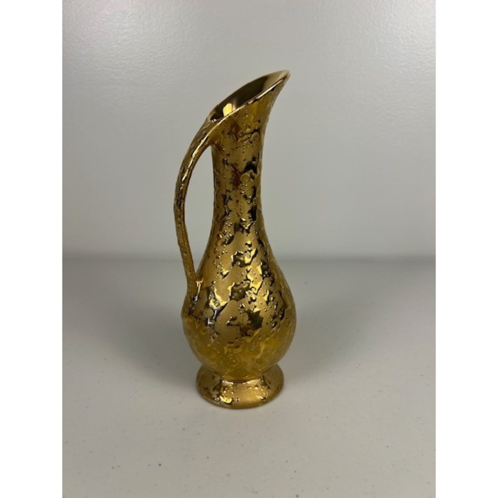 Dixon Art Studios 22KT Weeping Gold Bud Vase‎ Pitcher Mid Century Modern 8 Inch